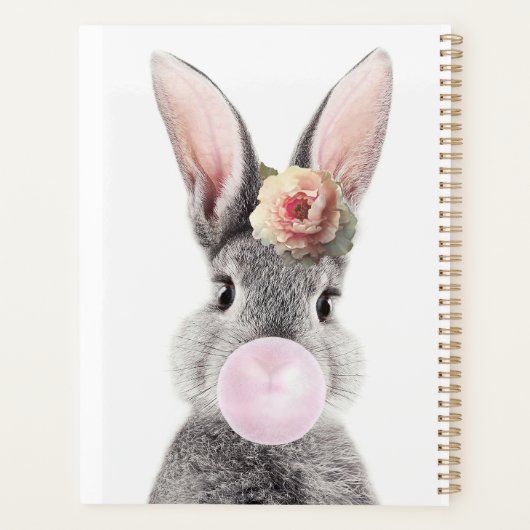 Graukaninchen bläst Kaugummi mit anemonischer Blum Planer (Rückseite)