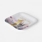 Graukaninchen Erster Geburtstag mit Wildblumen Pappteller (Gewinkelt)