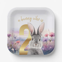 Graukaninchen mit Nr. 2 Wildblumen Pappteller