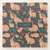 Graukaninchen Mosaik Personalisiertes Muster Glasuntersetzer (Vorderseite)