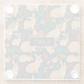 Graukaninchen Mosaik Personalisiertes Muster Glasuntersetzer (Rückseite)