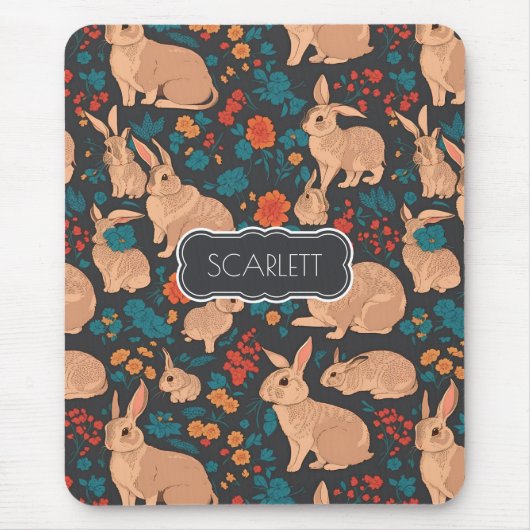 Graukaninchen Mosaik Personalisiertes Muster Mousepad (Vorne)