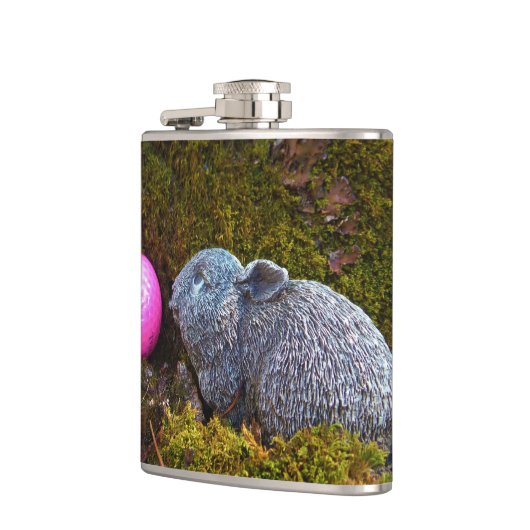 Graukaninchen / sonnige und rosa Golfkugel Flachmann (Links)