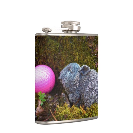 Graukaninchen / sonnige und rosa Golfkugel Flachmann (Rechts)