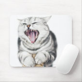 Graukatze auf weißem Hintergrund Mousepad (Mit Mouse)