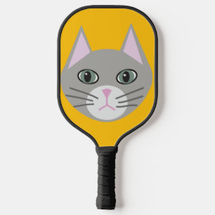 Graukatze, gelb pickleball schläger