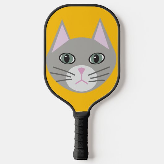 Graukatze, gelb pickleball schläger (Rückseite)