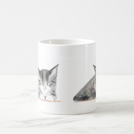 Graukatze Hübsches Haustier Kätzchen Aquarell Schö Kaffeetasse (Mittel)