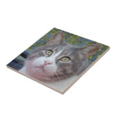 Graukatze Klein (4,25" x 4,25") Keramik Foto Tile Fliese (Seite)