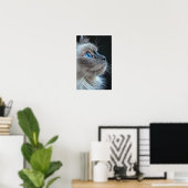 Graukatze mit blauen Augen Poster (Heimbüro)