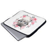 Graukatze mit Blume. Aquarell Laptopschutzhülle (Vorne Knopf)