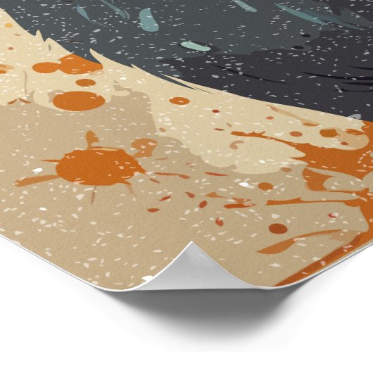 Graukatze mit bunten Formen Poster (Ecke)