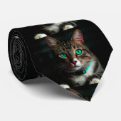 Graukatze mit grünen Augen Krawatte (Gerollt)