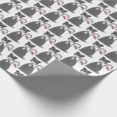 Graukatze mit rosa Bug Geschenkpapier (Ecke)