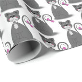 Graukatze mit rosa Bug Geschenkpapier (Rolleneckpunkt)