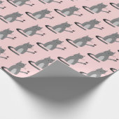 Graukatze mit rotem Weinpapier Geschenkpapier (Ecke)