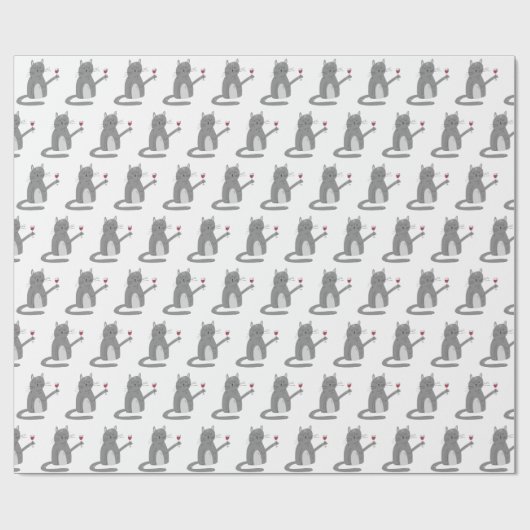 Graukatze mit Rotwein Geschenkpapier (Flach)