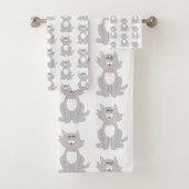Graukatzendesign Badhandtuch Set (Insitu)