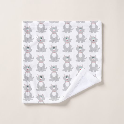Graukatzendesign Badhandtuch Set (Waschlappen)