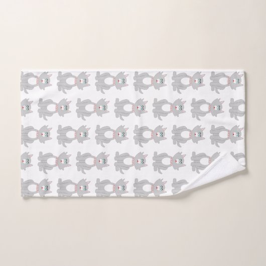 Graukatzendesign Badhandtuch Set (Handtuch)