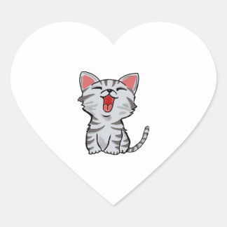 Graukatzenkatze Cartoon Herz-Aufkleber