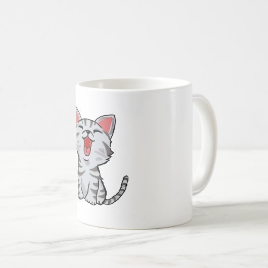 Graukatzenkatze Cartoon Kaffeetasse (VorderseiteRechts)