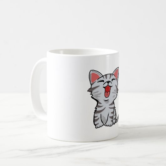 Graukatzenkatze Cartoon Kaffeetasse (Vorderseite Links)