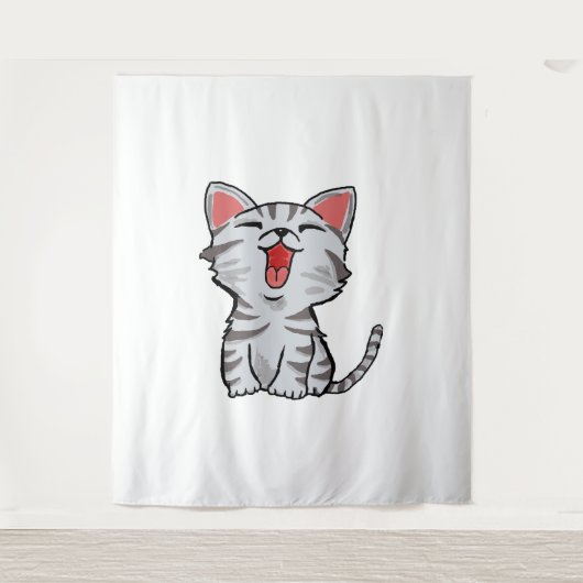 Graukatzenkatze Cartoon Wandteppich (Vorderseite)