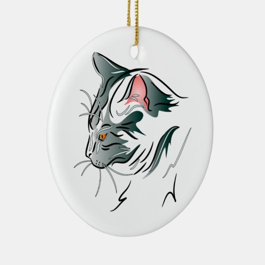 Graukatzenprofil Keramik Ornament (Rechts)