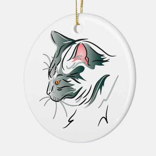 Graukatzenprofil Keramik Ornament (Links)