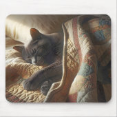 Graukatzenzucht unter einer Decke Mousepad (Vorne)