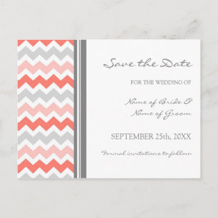 Graukorallen Zickzack Save the Date Hochzeitskarte Ankündigungspostkarte