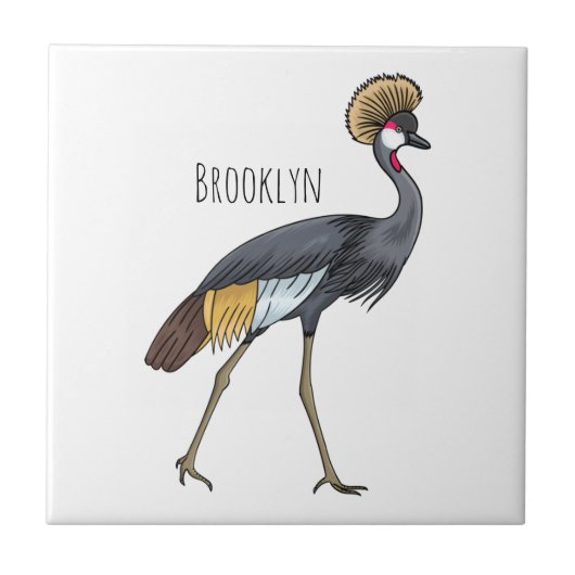 Graukranichkraniche Cartoon Fliese (Vorderseite)