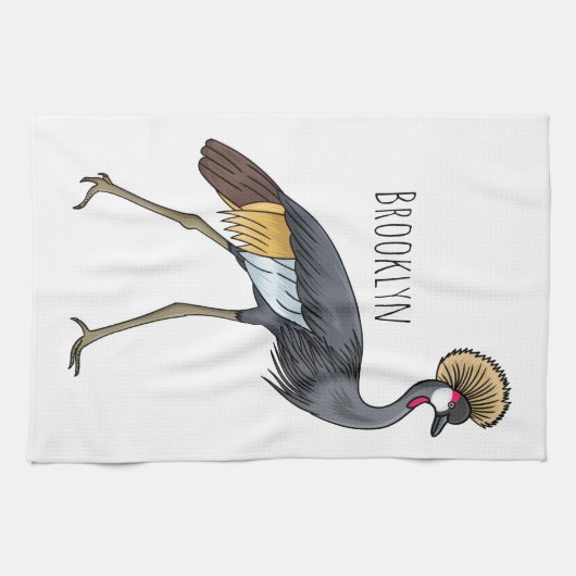 Graukranichkraniche Cartoon Geschirrtuch (Horizontal)