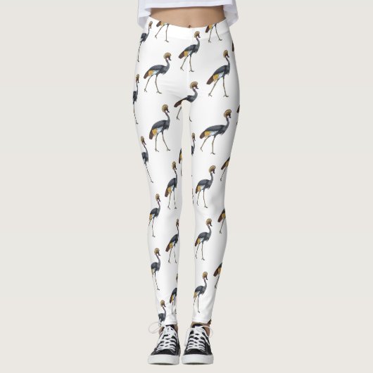 Graukranichkraniche Cartoon Leggings (Vorderseite)