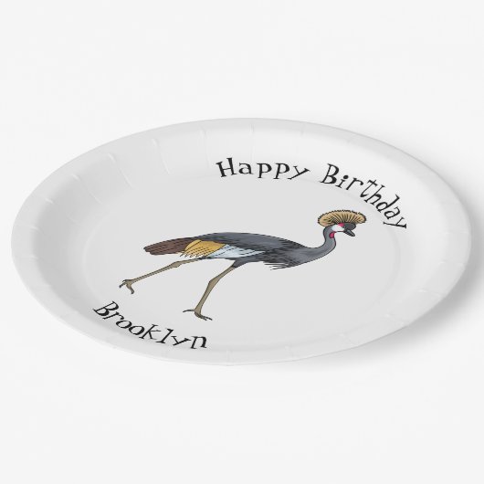 Graukranichkraniche Cartoon Pappteller (Schrägansicht)