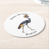 Graukranichkraniche Cartoon Runder Pappuntersetzer (Angewinkelt)