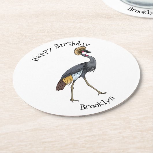 Graukranichkraniche Cartoon Runder Pappuntersetzer (Angewinkelt)