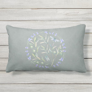 Graulavender Olive Branch und Bienenvölker Kissen Für Draußen