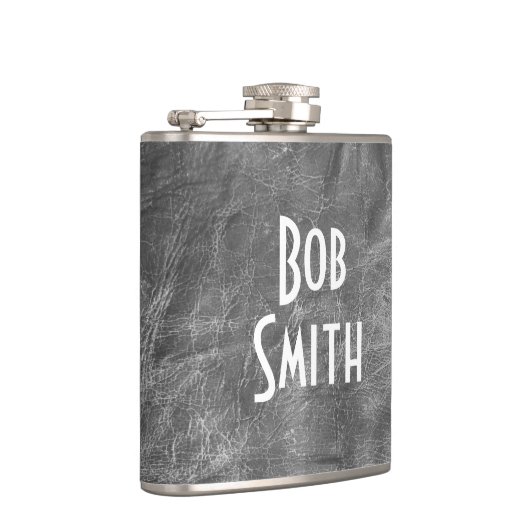 Grauleder-Hip-Flasche Flachmann (Rechts)