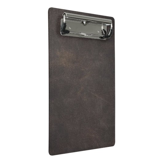 Grauleder Mini Klemmbrett (Schrägansicht)