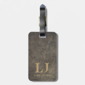 Grauleder Mit Monogramm Moderne Vintag Gepäckanhänger (Rückseite vertikal)