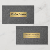 Grauleder und metallische Goldrahmen Visitenkarte (Vorne/Hinten)