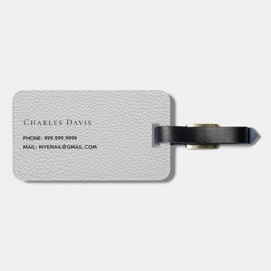 Grauledermonogramm Gepäckanhänger (Rückseite horizontal)