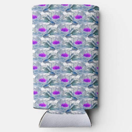 Graulila Blumenmuster weiß Selters Dosenkühler (Rückseite)