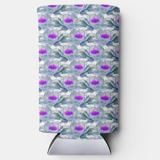 Graulila Blumenmuster weiß Selters Dosenkühler (Vorderseite)