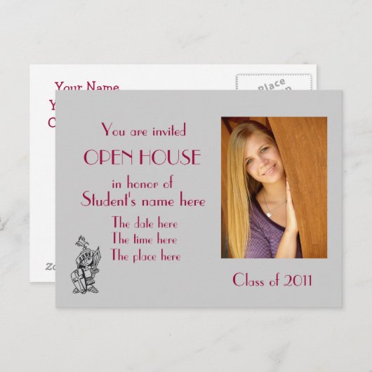 Graumaroon, offenes Haus Postkarte (Vorne/Hinten)