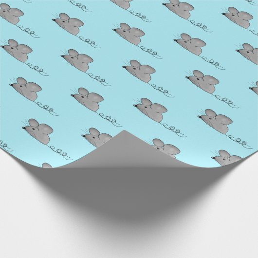Graumäuse in leichtem Aqua Geschenkpapier (Ecke)