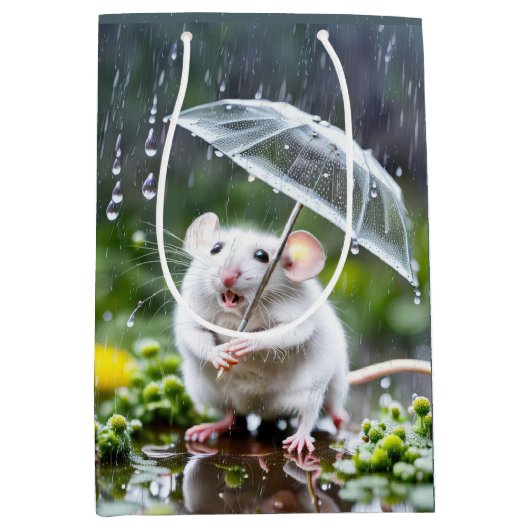 Graumäuse unter einem Schirm Mittlere Geschenktüte (Vorderseite)