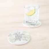 Graumeerschildkröte, tropischer Marmorküste Getränkeuntersetzer (Seite)